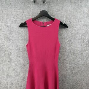 Alice + Olivia Women's XS Pink Knit Ribbed Asymmetric Cut Hem Sleeveless Dress